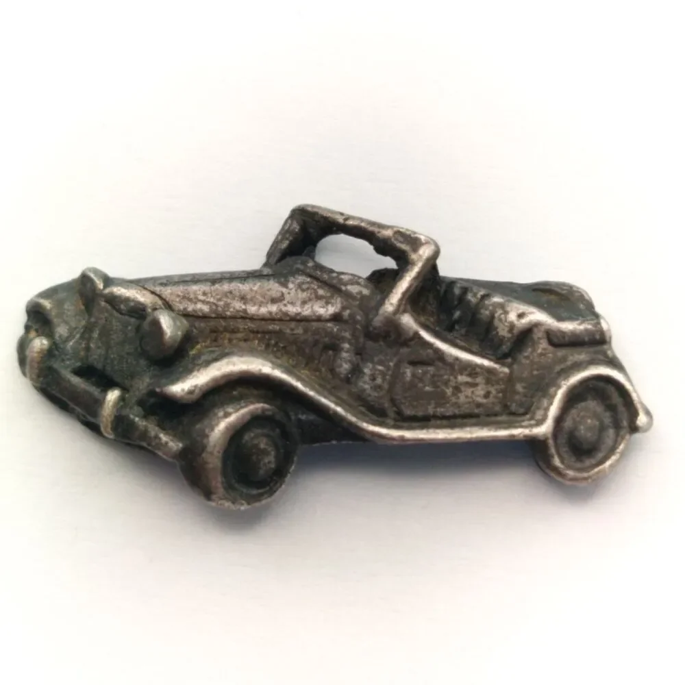 Vintage Classic Car Pin Brooch Automobile Silver Tone Roadster Lapel